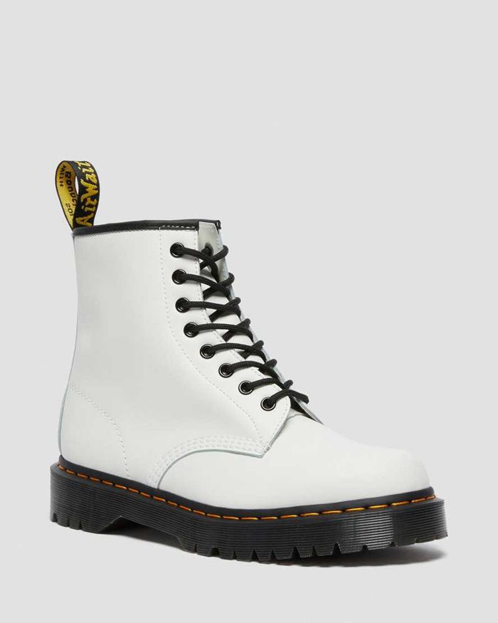 Dr Martens Mens 1460 Bex Smooth Leather Platform Ankle Boots White - 83765CMUF